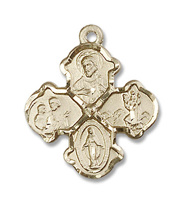 Rounded Tip 4-Way Pendant - 14K Solid Gold