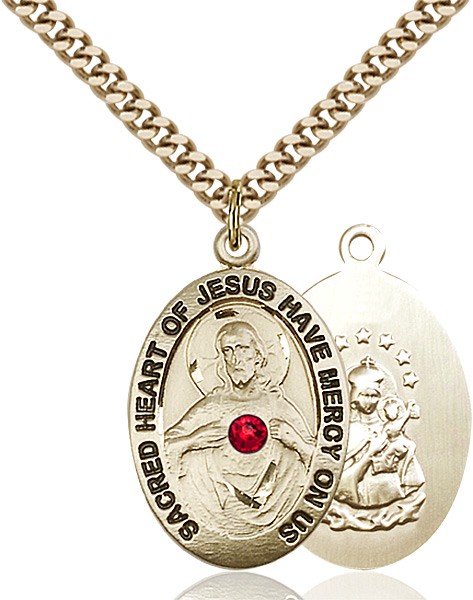 Classic Oval Scapular Pendant with Birthstone Options - 14KT Gold Filled