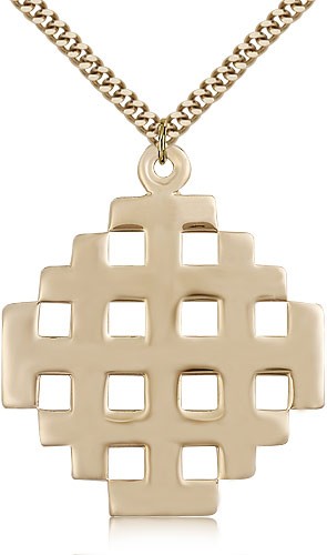 Men's Large Jerusalem Cross Pendant - 14KT Gold Filled