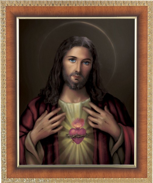 Sacred Heart of Jesus 8x10 Framed Print Under Glass - #122 Frame