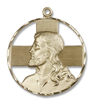 Large Christ Head Medal - 14K Solid Gold