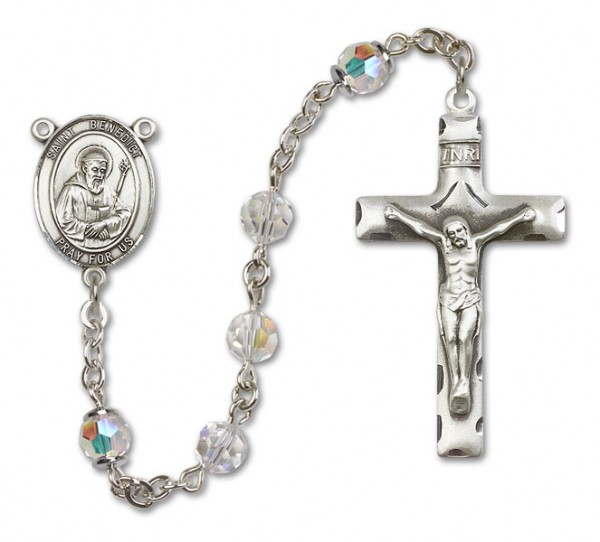 St. Benedict Sterling Silver Heirloom Rosary Squared Crucifix - Crystal