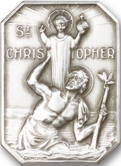 St. Christopher Visor Clip - Antique Silver