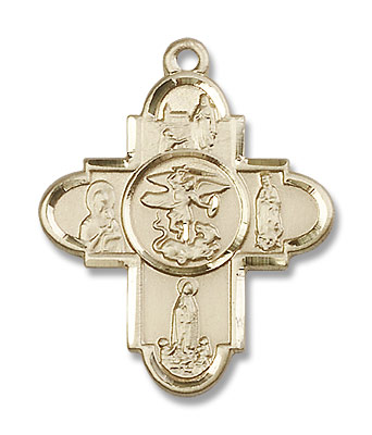 St. Michael and Our Lady 5-Way Pendant - 14K Solid Gold