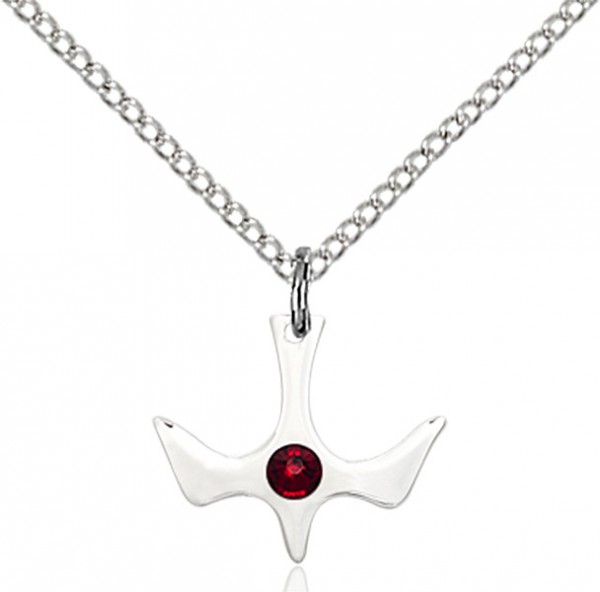 Holy Spirit Pendant with Birthstone Options - Garnet