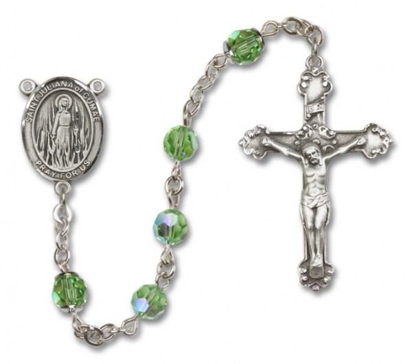 St. Juliana Sterling Silver Heirloom Rosary Fancy Crucifix - Peridot