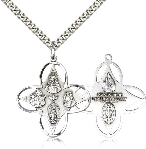 Open Cut Four-Way Medal - Sterling Silver