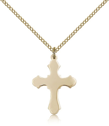 High Polish Budded Tip Cross Pendant - 14KT Gold Filled