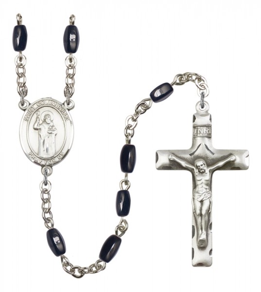 Men's St. Columbkille Silver Plated Rosary - Black | Silver