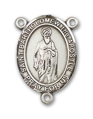 St. Bartholomew the Apostle Rosary Centerpiece Sterling Silver or Pewter - Sterling Silver