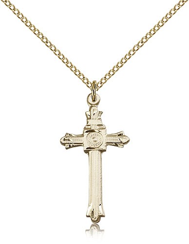 Radial Center Cross Necklace - 14KT Gold Filled
