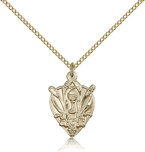 Heart Shaped First Communion Pendant - 14KT Gold Filled