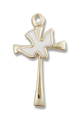 Cross with Holy Spirit Pendant - 14K Solid Gold