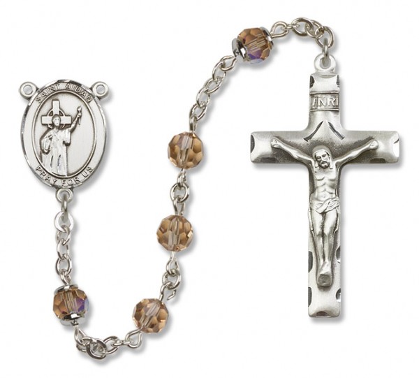 St. Aidan of Lindesfarne Sterling Silver Heirloom Rosary Squared Crucifix - Topaz