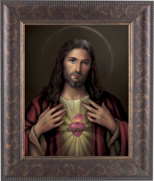 Sacred Heart of Jesus 8x10 Framed Print Under Glass - #124 Frame