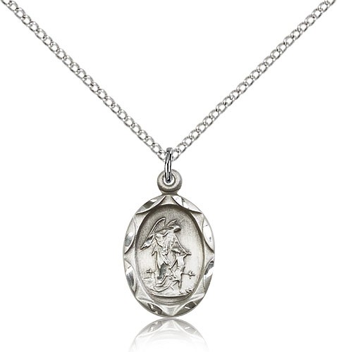 Guardian Angel Oval Pendant - Sterling Silver