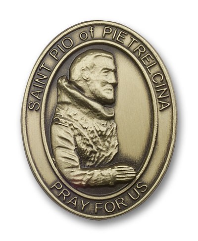 St. Pio of Pietrelcina Visor Clip - Antique Gold