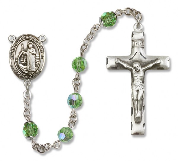 Raymond of Penafort Sterling Silver Heirloom Rosary Squared Crucifix - Peridot
