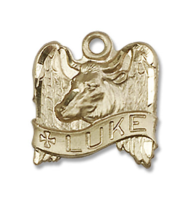 Women's St. Luke Winged Ox Medal - 14K Solid Gold