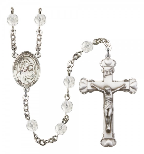 Women's Our Lady of Good Counsel Birthstone Rosary - Crystal