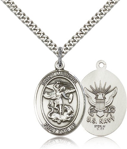 St. Michael Navy Medal - Sterling Silver