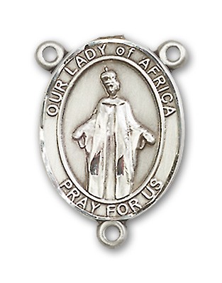 Our Lady of Africa Rosary Centerpiece Sterling Silver or Pewter - Sterling Silver