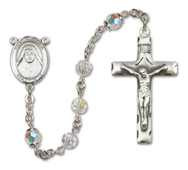 St. Alphonsa Sterling Silver Heirloom Rosary Squared Crucifix - Crystal