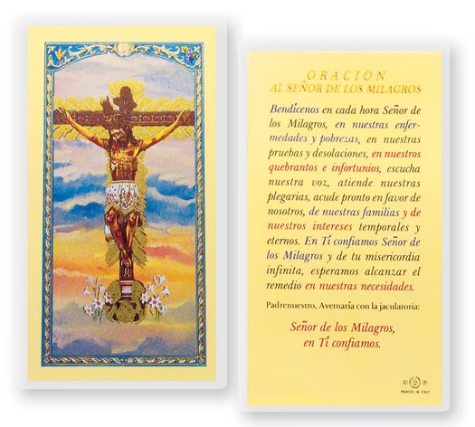 Oracion Al Senor De Los Milagros Laminated Spanish Prayer Card - 25 Cards Per Pack .80 per card