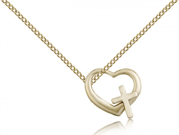 Heart and Cross Pendant - 14KT Gold Filled