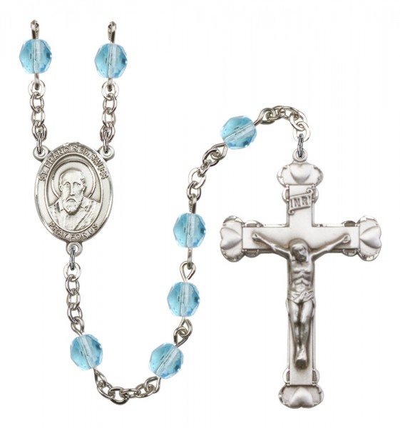 Women's St. Francis de Sales Birthstone Rosary - Aqua