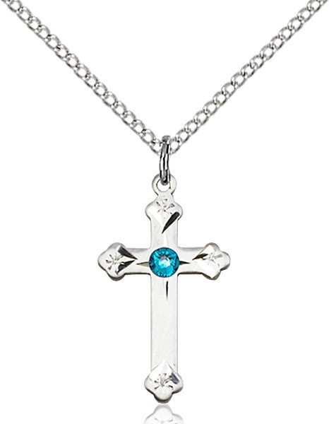 Youth Cross Pendant with Birthstone Options - Zircon