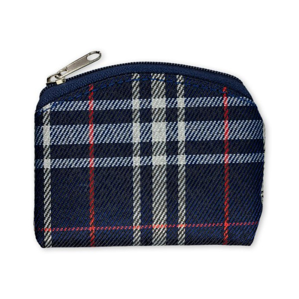 Plaid Rosary Case - Navy Blue