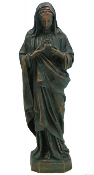 Plastic Immaculate Heart of Mary Statue - 24 inch - Patina