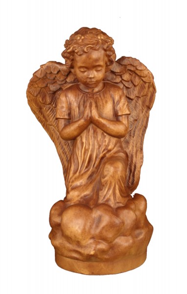 Plastic Kneeling Angel Statue - 16 inch - Woodstain