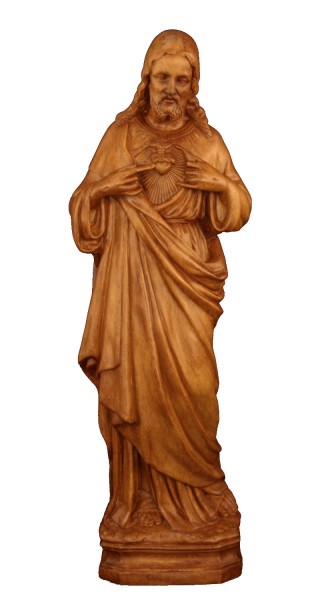 Plastic Sacred Heart Statue - 24 inch - Woodstain