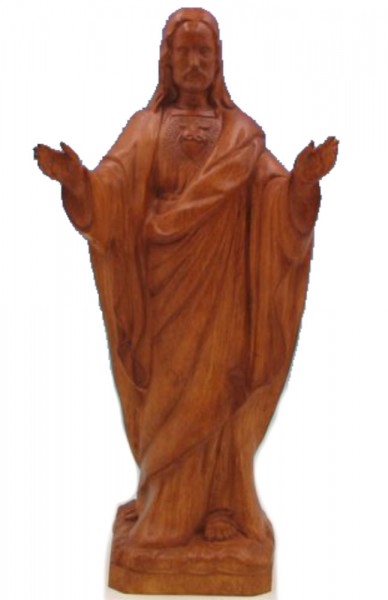 Plastic Sacred Heart of Jesus Statue - 24 inch - Woodstain