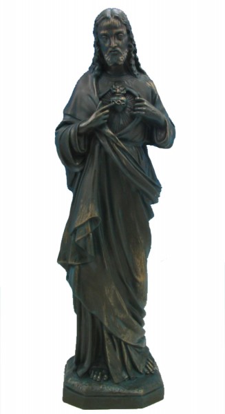 Plastic Sacred Heart of Jesus Statue - 32 inch - Patina
