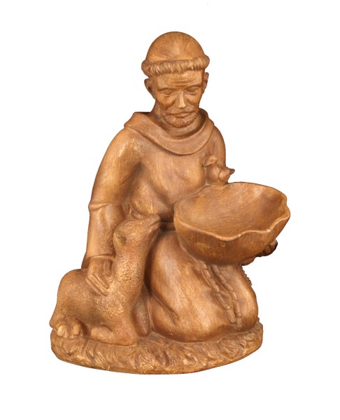 Plastic Saint Francis Bird Feeder Statue - 16 Inch - Woodstain