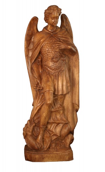 Plastic Saint Michael Statue - 24 inch - Woodstain