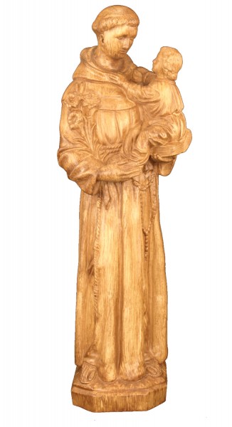 Plastic St. Anthony &amp; Child Statue - 24 inch - Woodstain