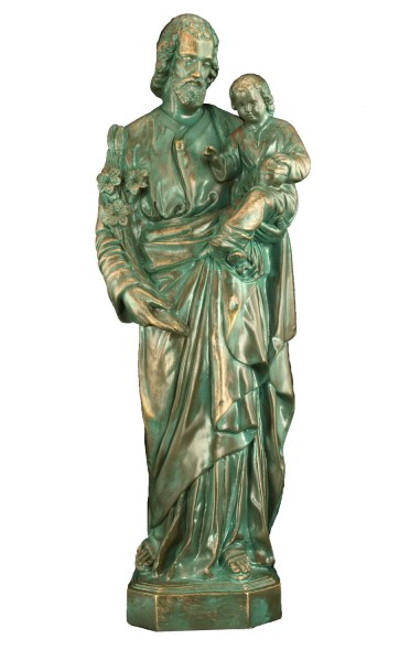 Plastic Saint Joseph &amp; Child Statue - 24 inch - Patina