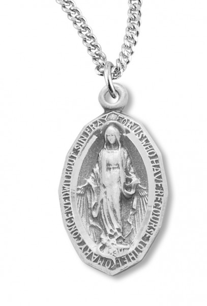 Pointed Edge Women's Miraculous Pendant with Chain - Sterling Silver