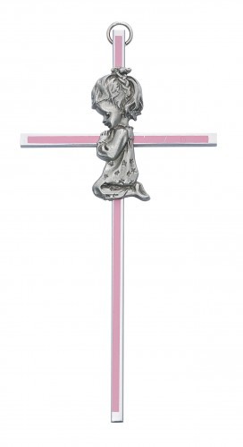 Praying Girl Pink Baby Cross - 6&quot;H - Pink