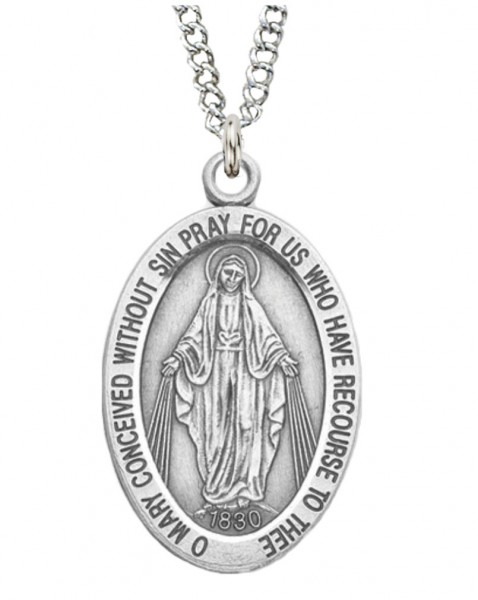 Raised Border Miraculous Sterling Silver Pendant - Sterling Silver