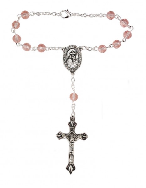 Rose Auto Rosary - October Birthstone - Rose