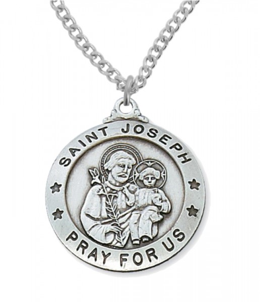 Round Men's St. Joseph Medal - Silver