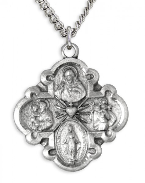 Rounded Equal Sided 4 Way Cross Pendant - Sterling Silver