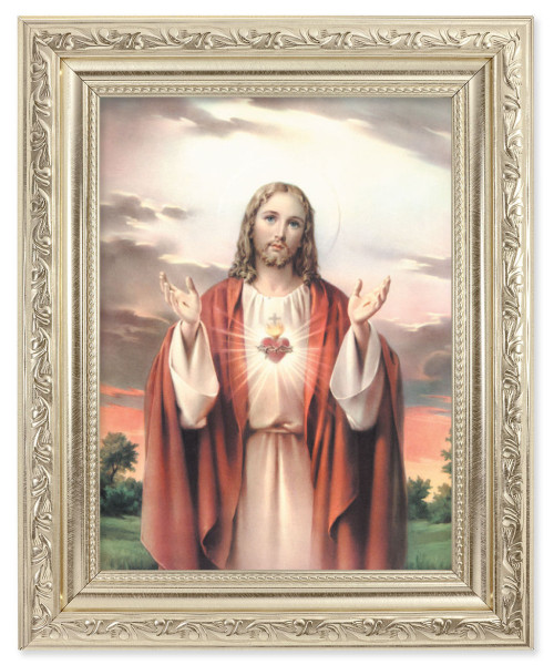 Sacred Heart of Jesus 6x8 Print Under Glass - #163 Frame