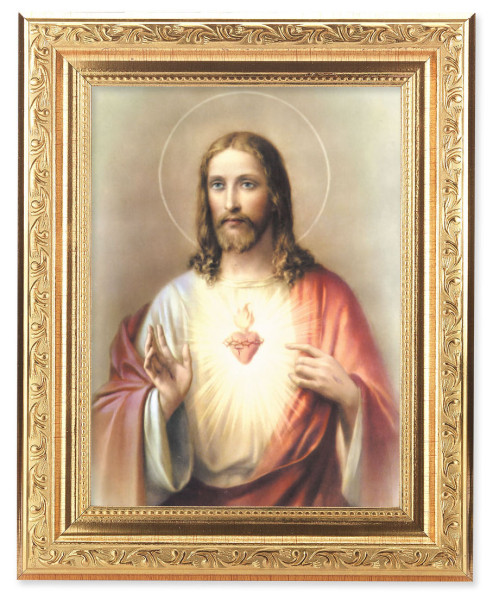 Sacred Heart of Jesus 6x8 Print Under Glass - #162 Frame