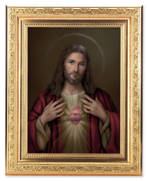 Sacred Heart of Jesus 6x8 Print Under Glass - #162 Frame